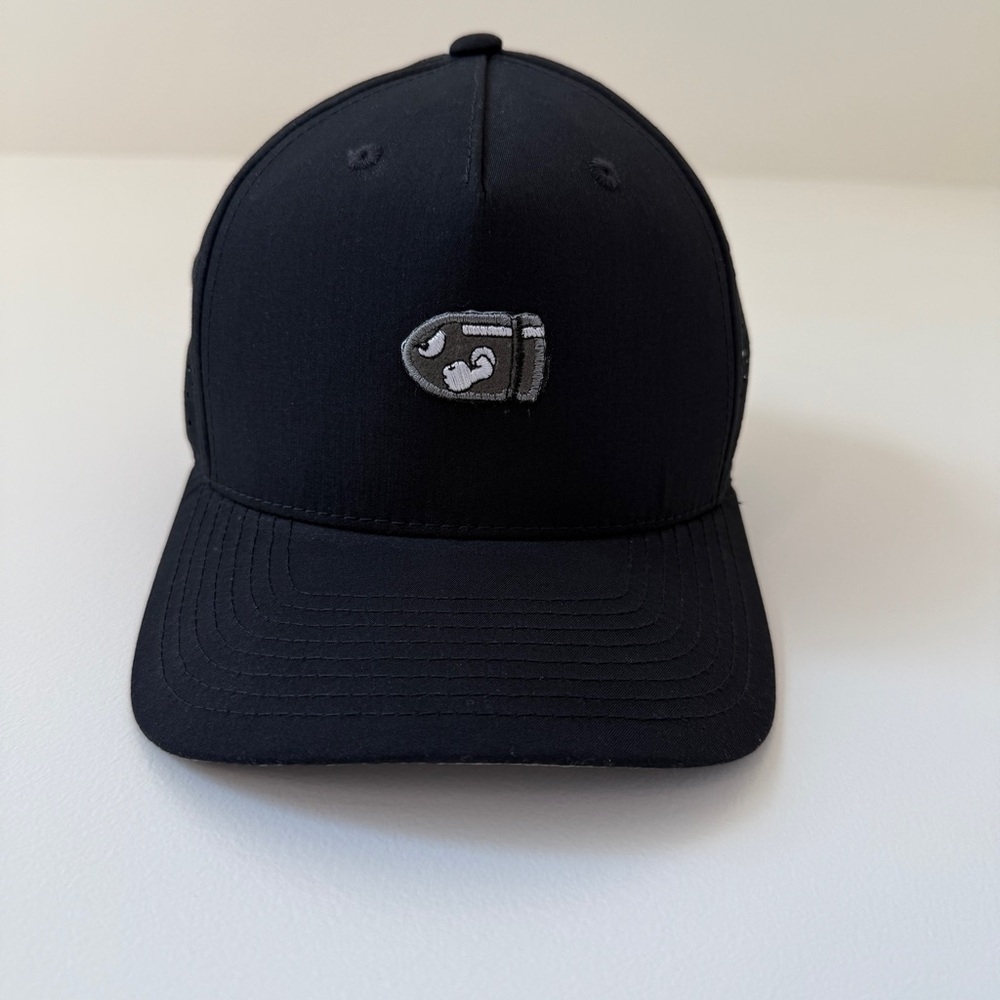 Black Super Mario Bros Bullet Bill Patch Adjustable Trucker Hat